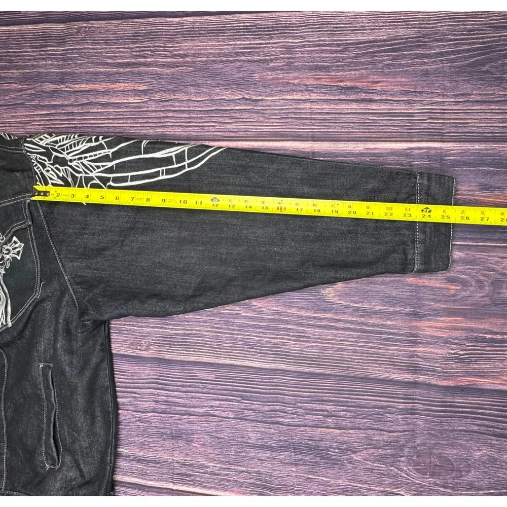 Raw Blue Denim Set 2XL/38x34 Black Gothic Cross Embroidered Y2K Streetwear Suit